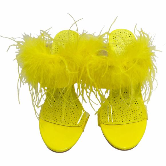 Azalea Wang Stiletto Sandals Neon Yellow Sandals Size 6 - Picture 3 of 9
